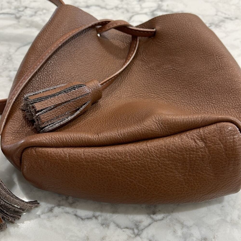 Shaffer Los Angeles Brown Leather La Greta Crossbody Bag 8.5"x6"x2" - Picture 3 of 5
